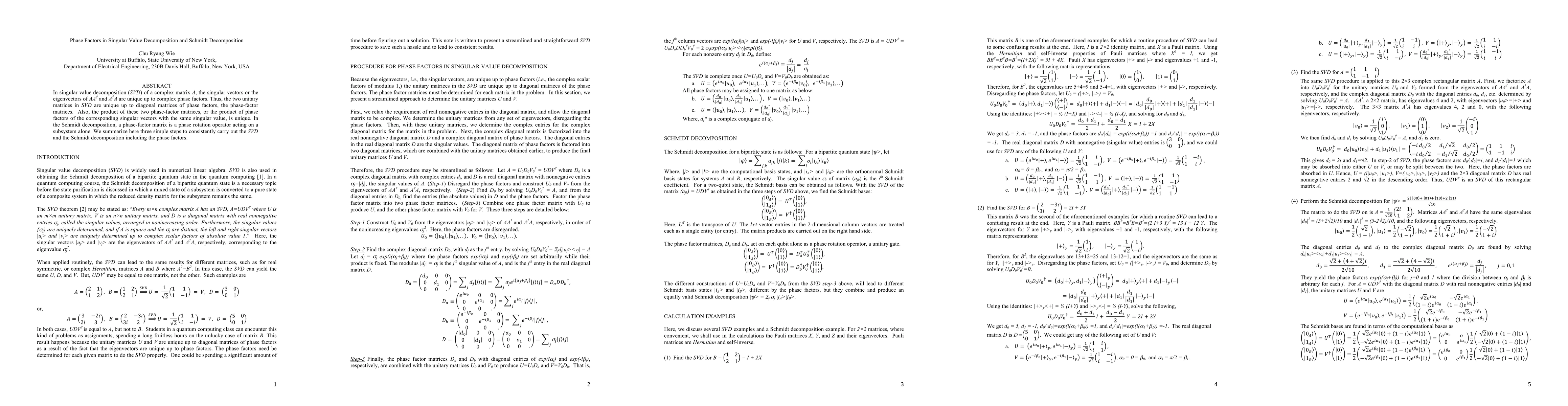 Thumbnail for Phase Factors in Singular Value Decomposition and Schmidt Decomposition