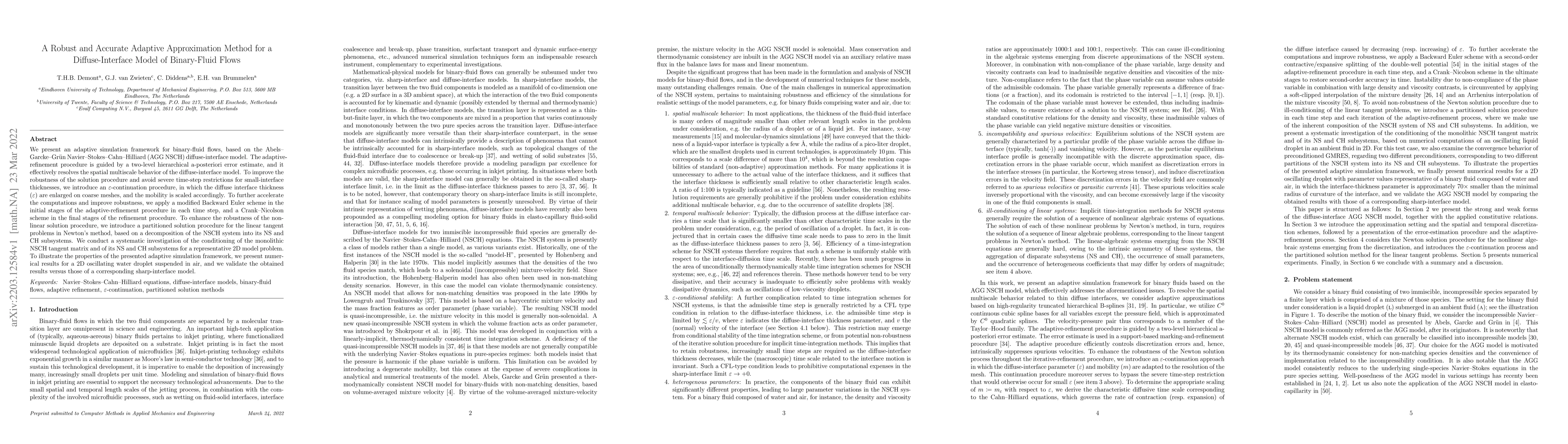 Thumbnail for A Robust and Accurate Adaptive Approximation Method for a
  Diffuse-Interface Model of Binary-Fluid Flows