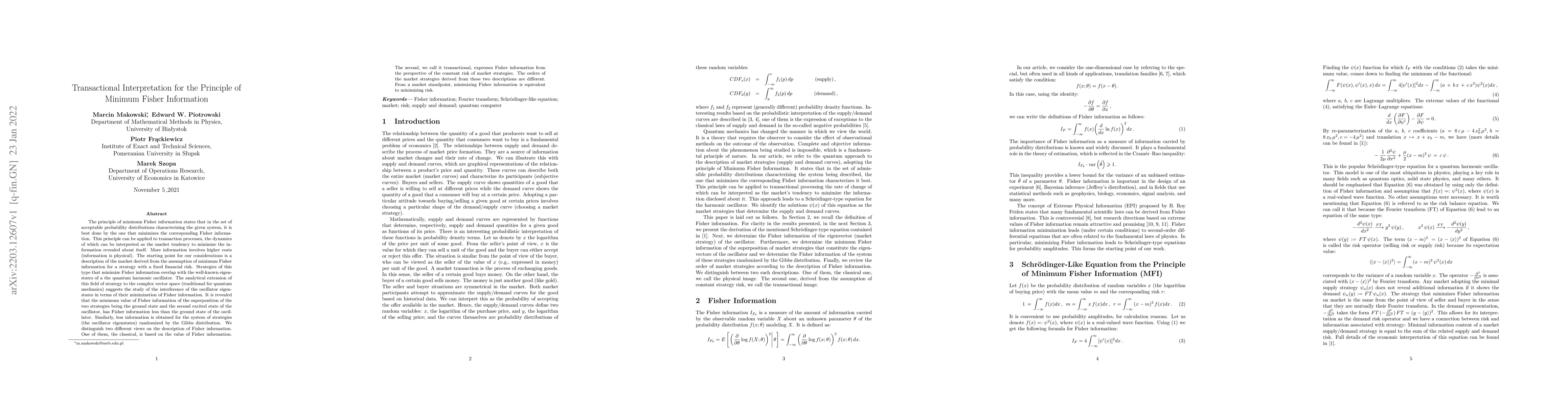Thumbnail for Transactional Interpretation for the Principle of Minimum Fisher
  Information
