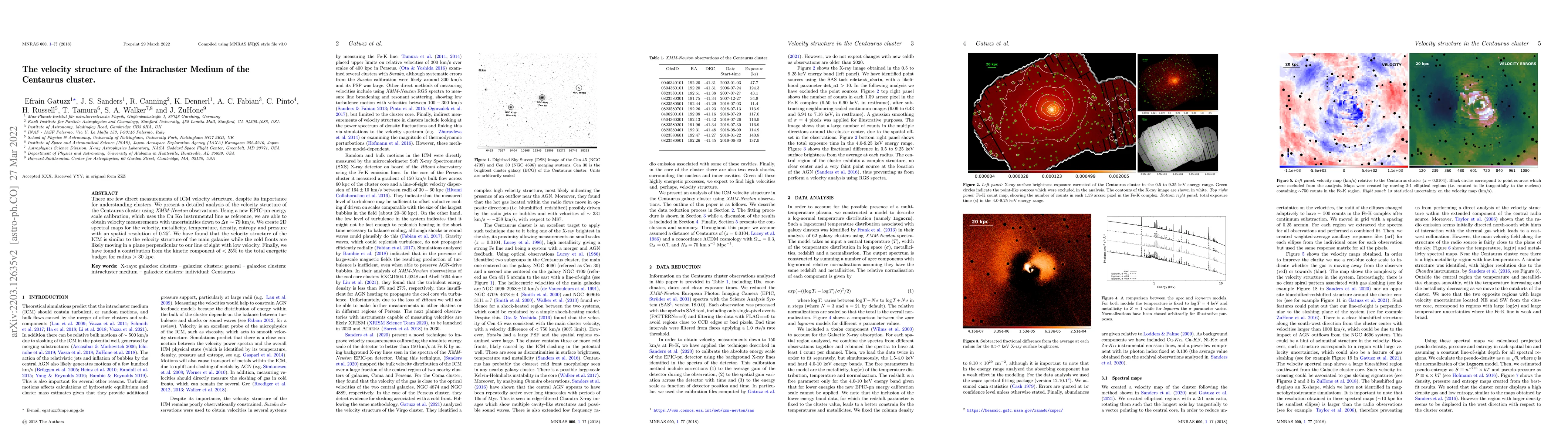 Thumbnail for The velocity structure of the Intracluster Medium of the Centaurus
  cluster