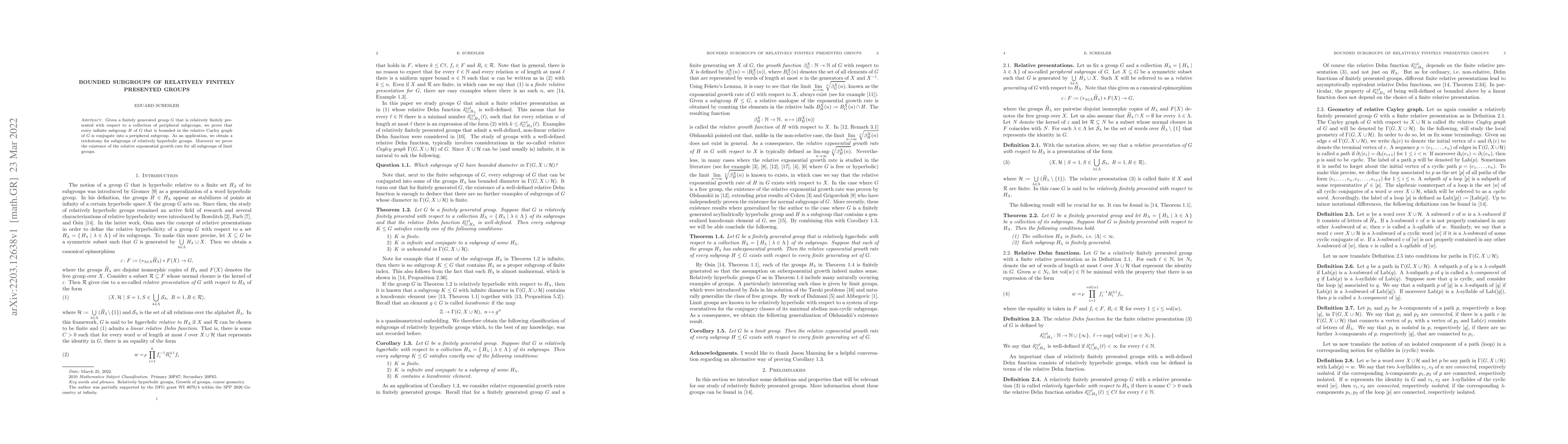 Thumbnail for Bounded subgroups of relatively finitely presented groups