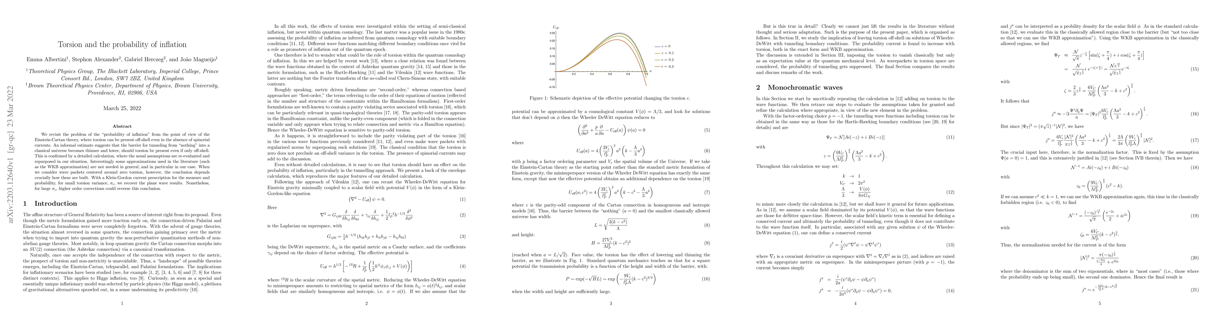 Thumbnail for Torsion and the Probability of Inflation