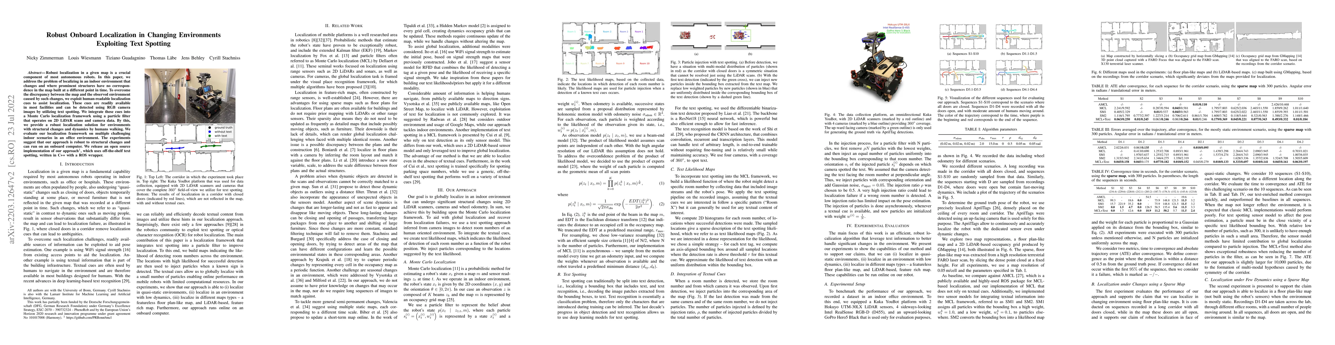 Thumbnail for Robust Onboard Localization in Changing Environments Exploiting Text
  Spotting