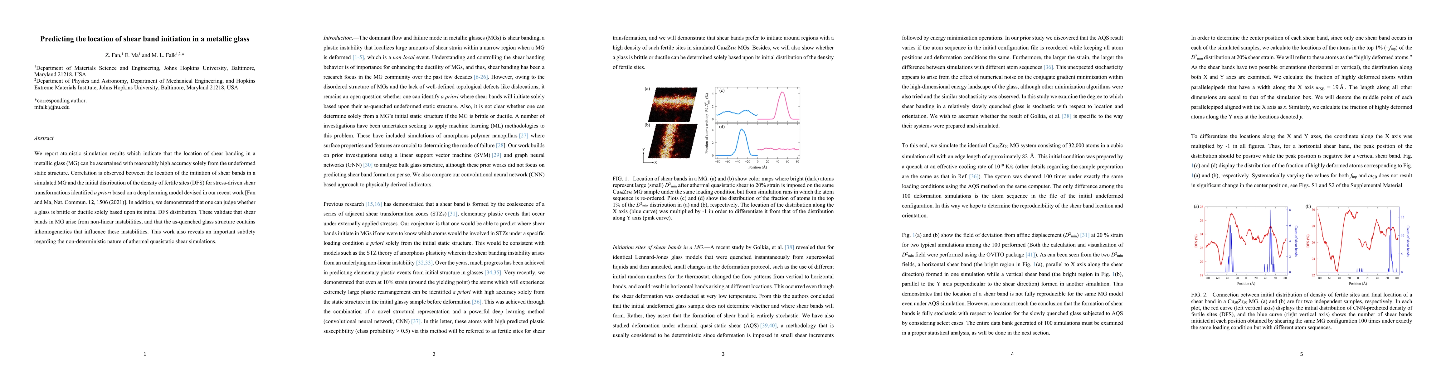 Thumbnail for Predicting the location of shear band initiation in a metallic glass
