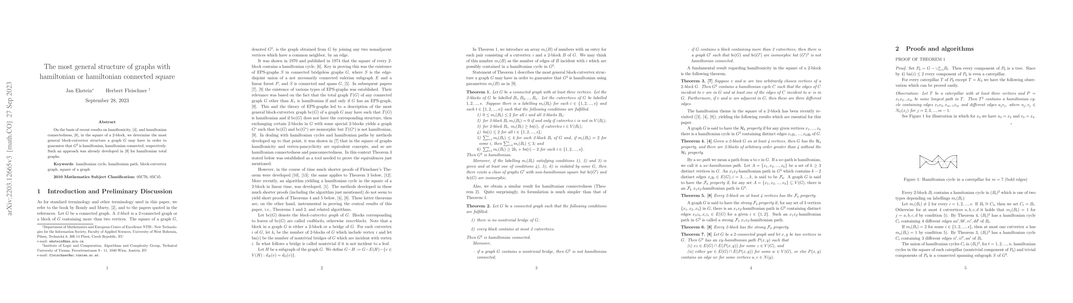 Thumbnail for The most general structure of graphs with hamiltonian or hamiltonian
  connected square