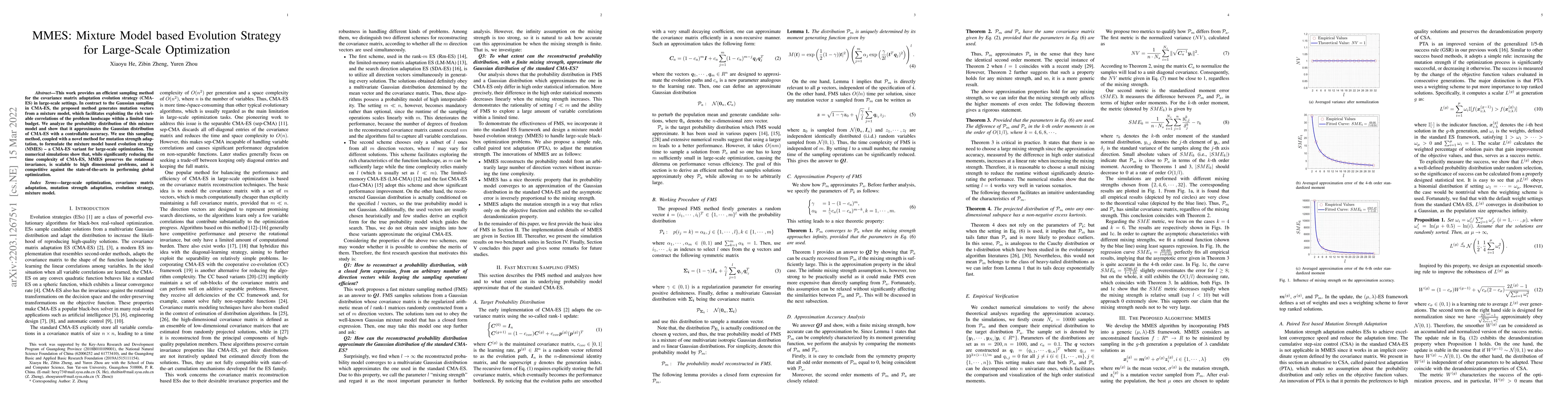 Thumbnail for MMES: Mixture Model based Evolution Strategy for Large-Scale
  Optimization