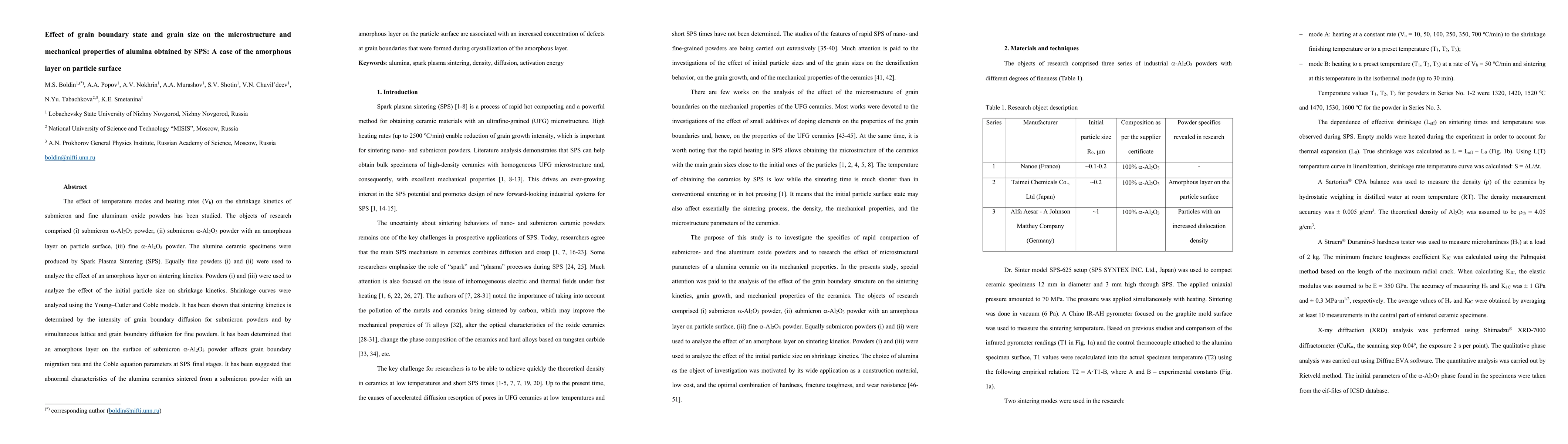 Thumbnail for Effect of grain boundary state and grain size on the microstructure and
  mechanical properties of alumina obtained by SPS: A case of the amorphous
  layer on particle surface