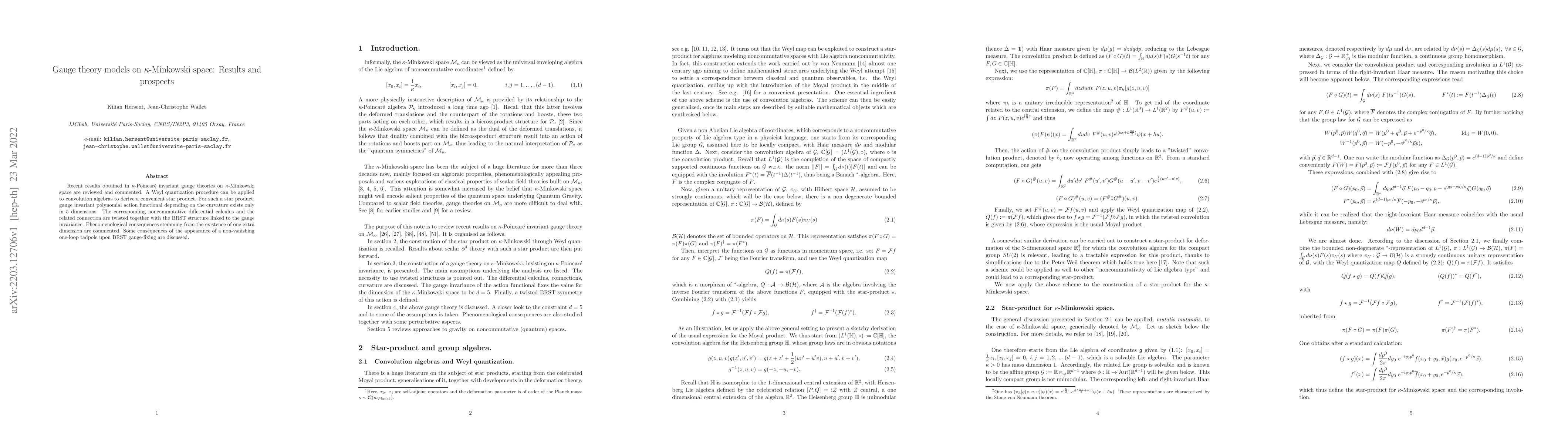 Thumbnail for Gauge theory models on $\kappa$-Minkowski space: Results and prospects