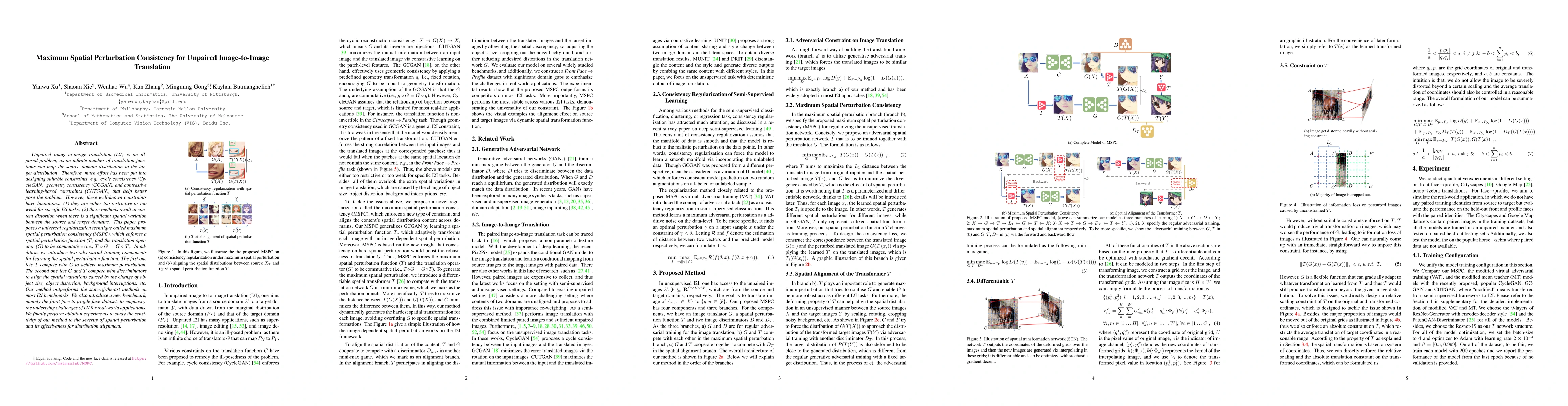 Thumbnail for Maximum Spatial Perturbation Consistency for Unpaired Image-to-Image
  Translation