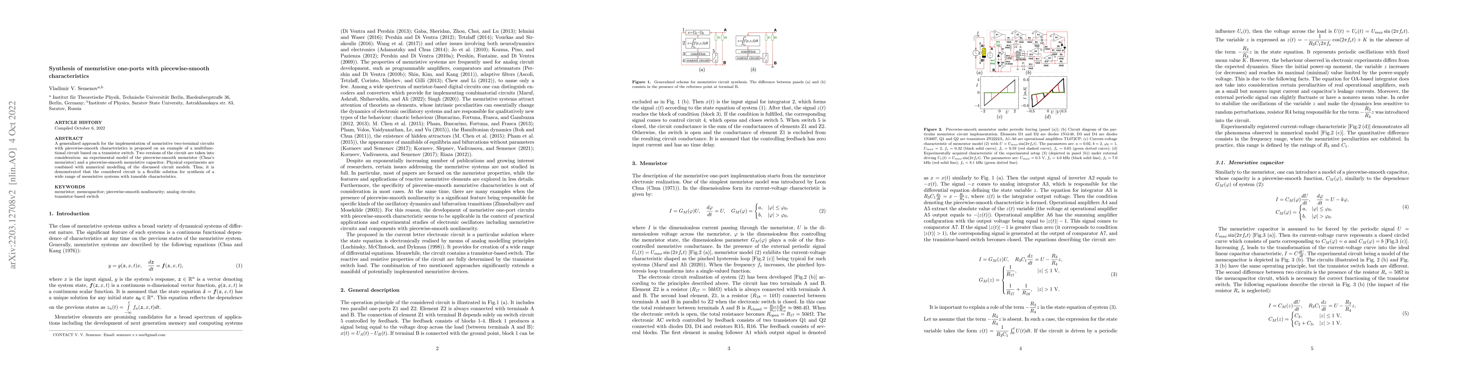 Thumbnail for Synthesis of memristive one-port circuits with piecewise-smooth
  characteristics