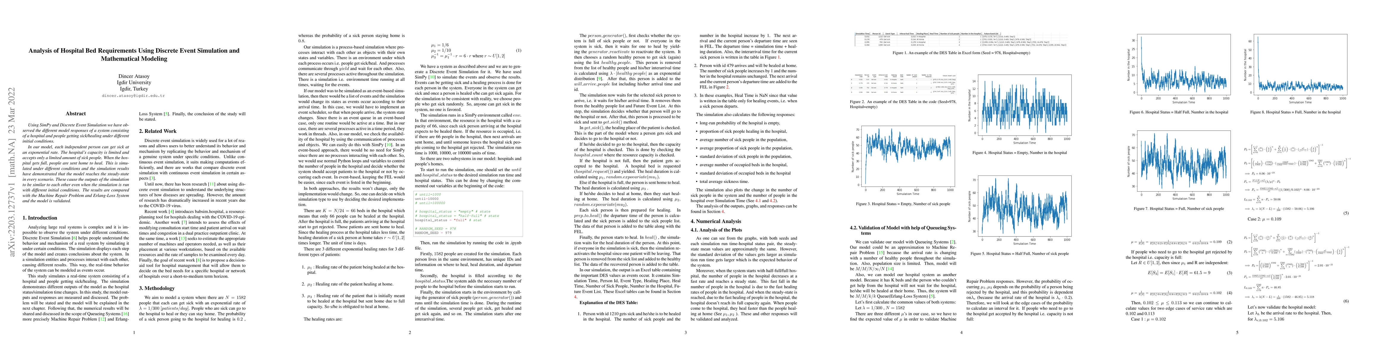 Thumbnail for Analysis of Hospital Bed Requirements Using Discrete Event Simulation
  and Mathematical Modeling