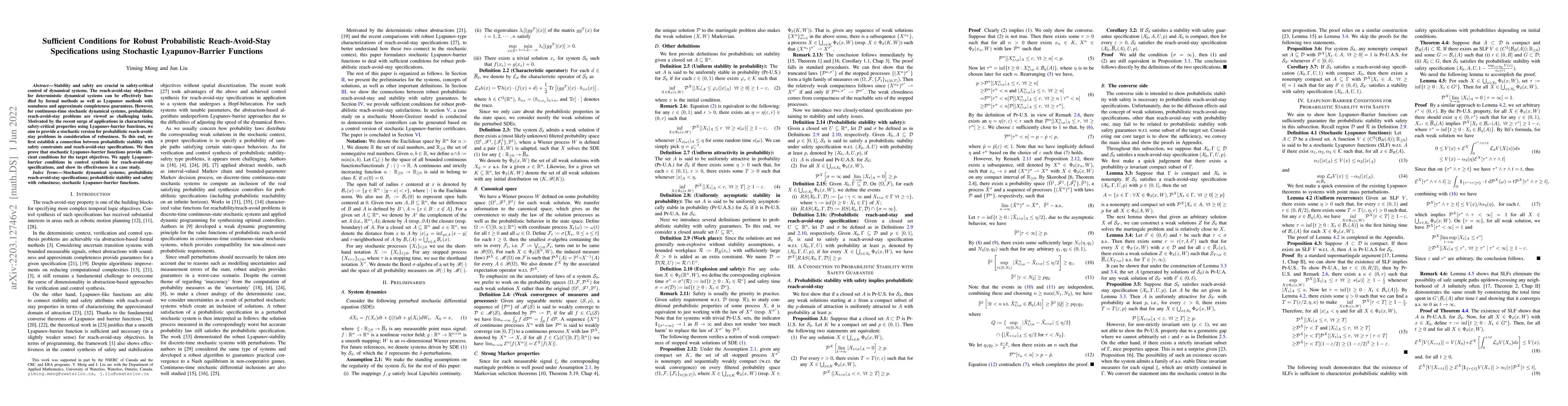 Thumbnail for Sufficient Conditions for Robust Probabilistic Reach-Avoid-Stay
  Specifications using Stochastic Lyapunov-Barrier Functions