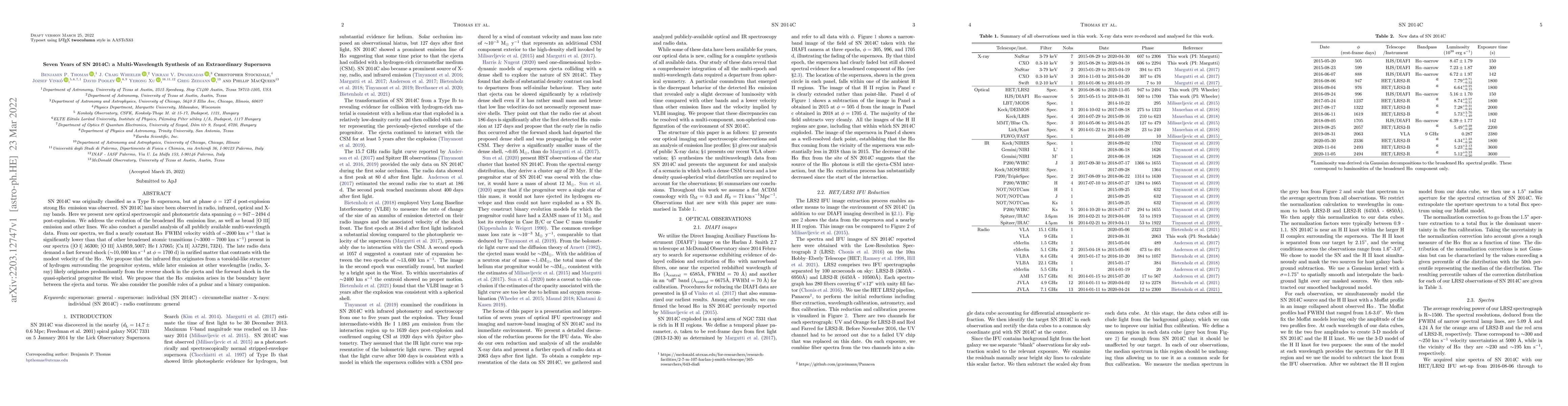 Thumbnail for Seven Years of SN 2014C: a Multi-Wavelength Synthesis of an
  Extraordinary Supernova