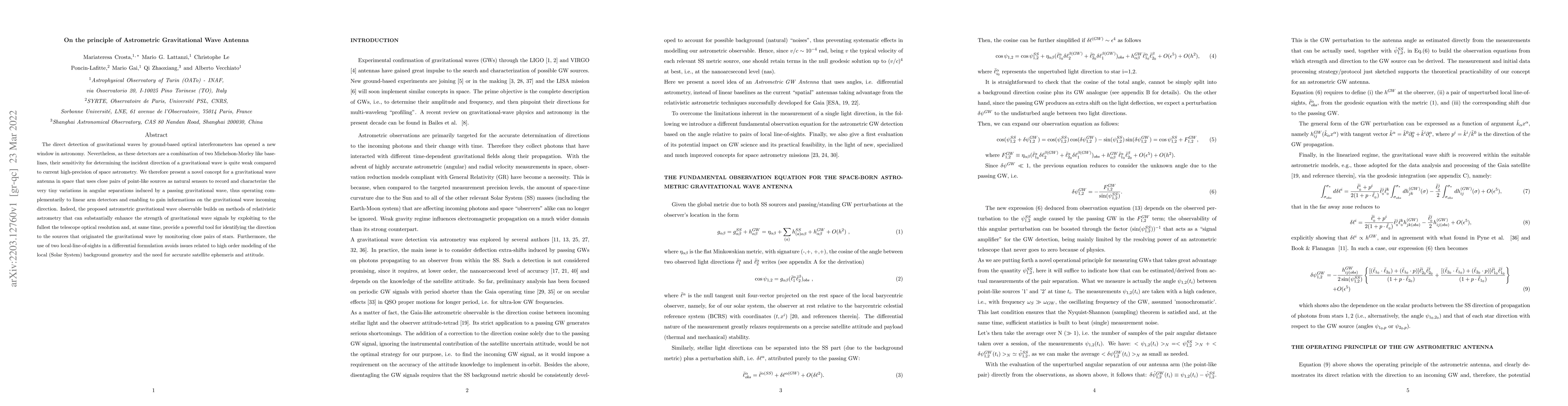 Thumbnail for On the principle of Astrometric Gravitational Wave Antenna