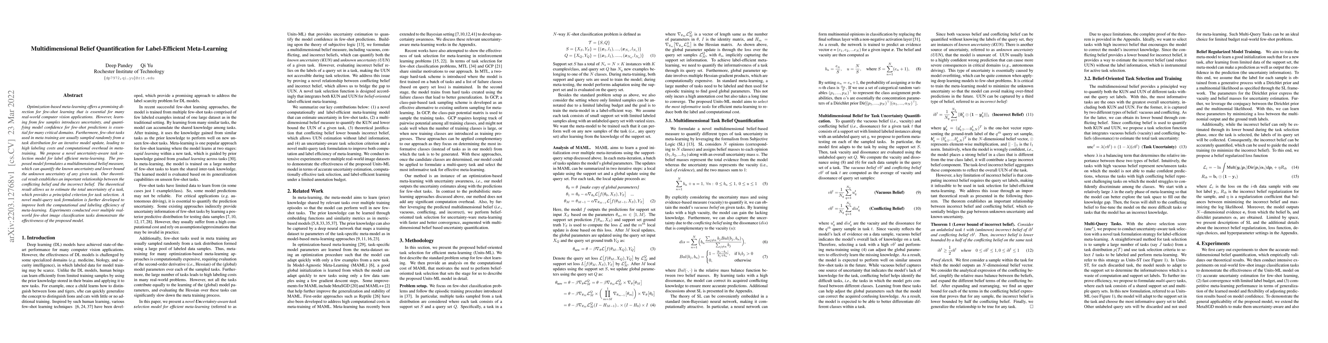 Thumbnail for Multidimensional Belief Quantification for Label-Efficient Meta-Learning