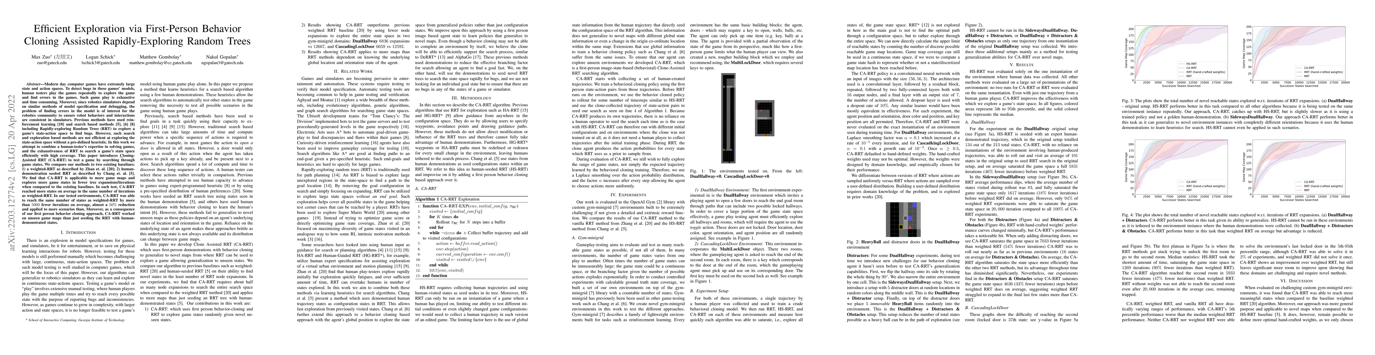 Thumbnail for Efficient Exploration via First-Person Behavior Cloning Assisted
  Rapidly-Exploring Random Trees