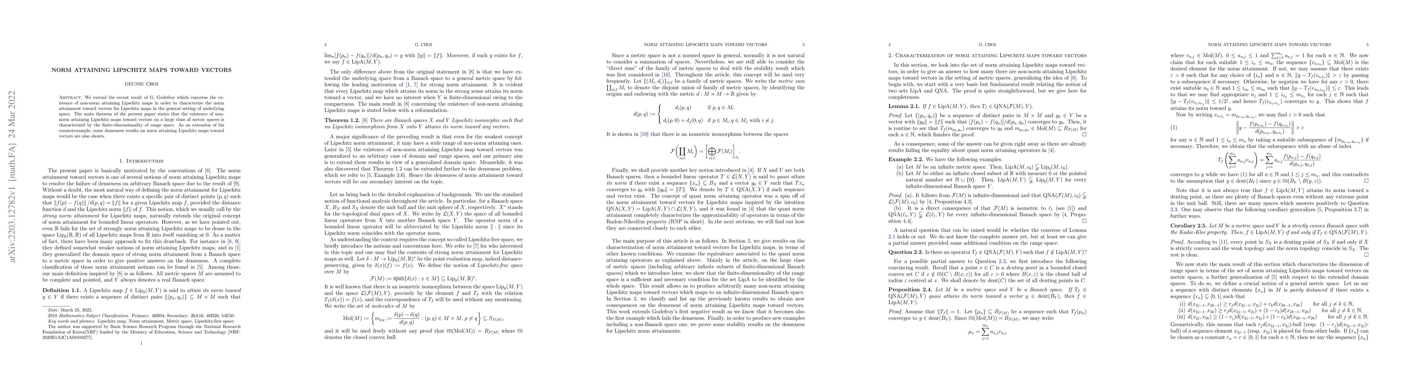 Thumbnail for Norm attaining Lipschitz maps toward vectors