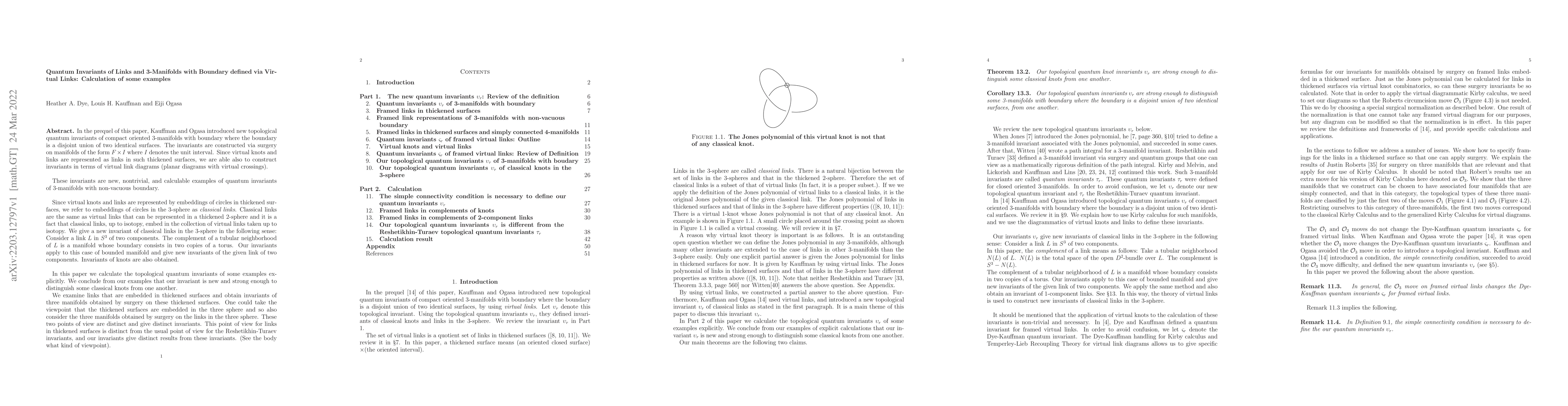Thumbnail for Quantum Invariants of Links and 3-Manifolds with Boundary defined via
  Virtual Links: Calculation of some examples