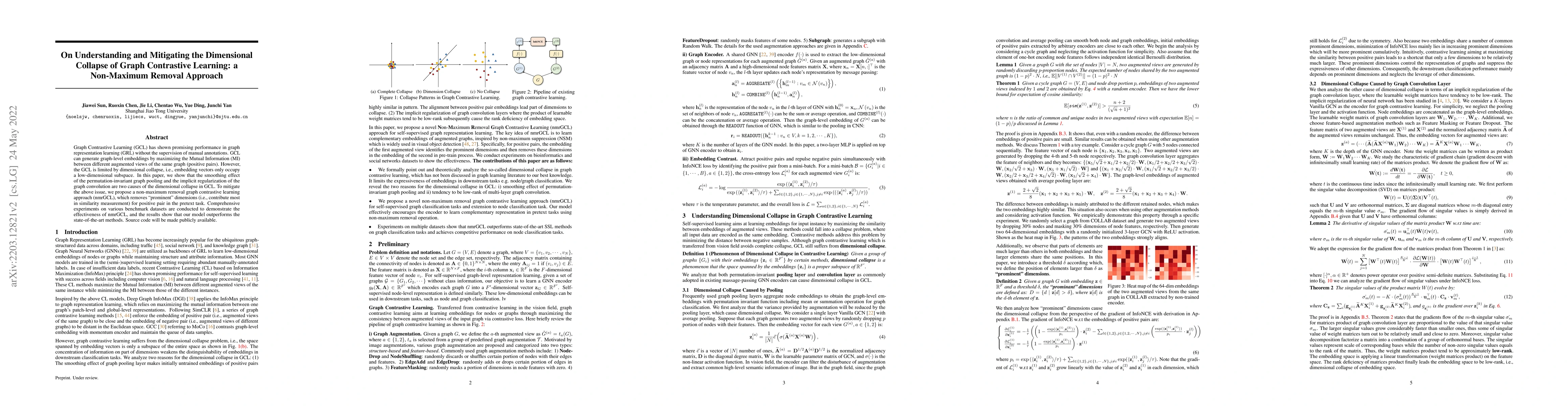 Thumbnail for On Understanding and Mitigating the Dimensional Collapse of Graph
  Contrastive Learning: a Non-Maximum Removal Approach
