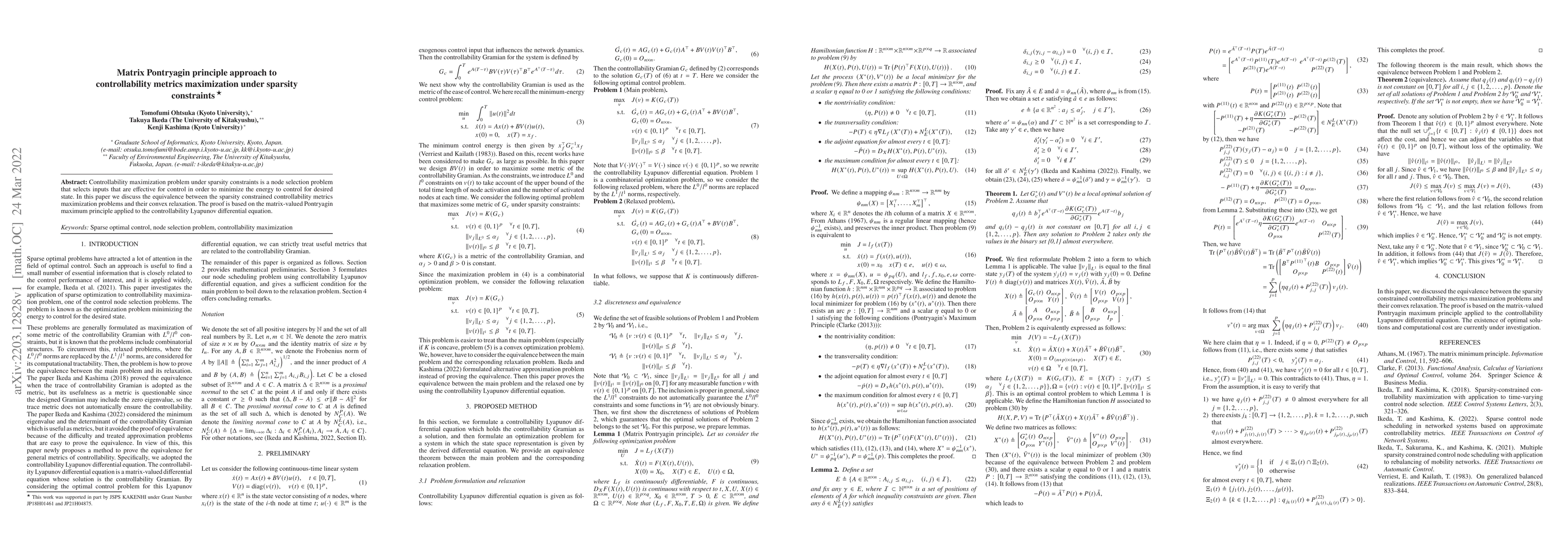 Thumbnail for Matrix Pontryagin principle approach to controllability metrics
  maximization under sparsity constraints