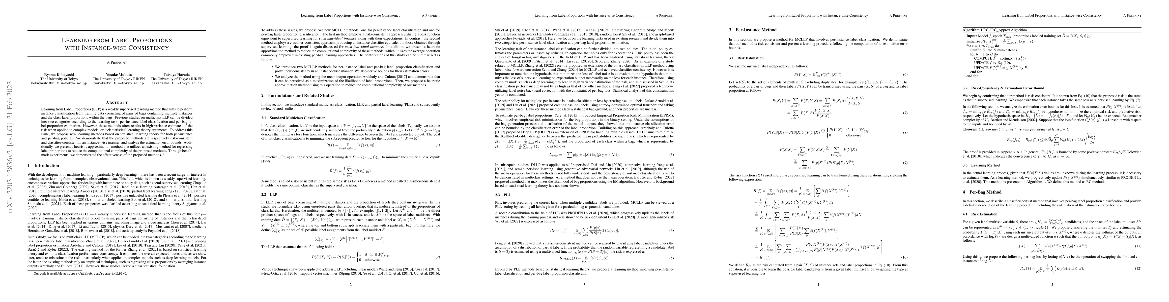 Thumbnail for Learning from Label Proportions with Instance-wise Consistency