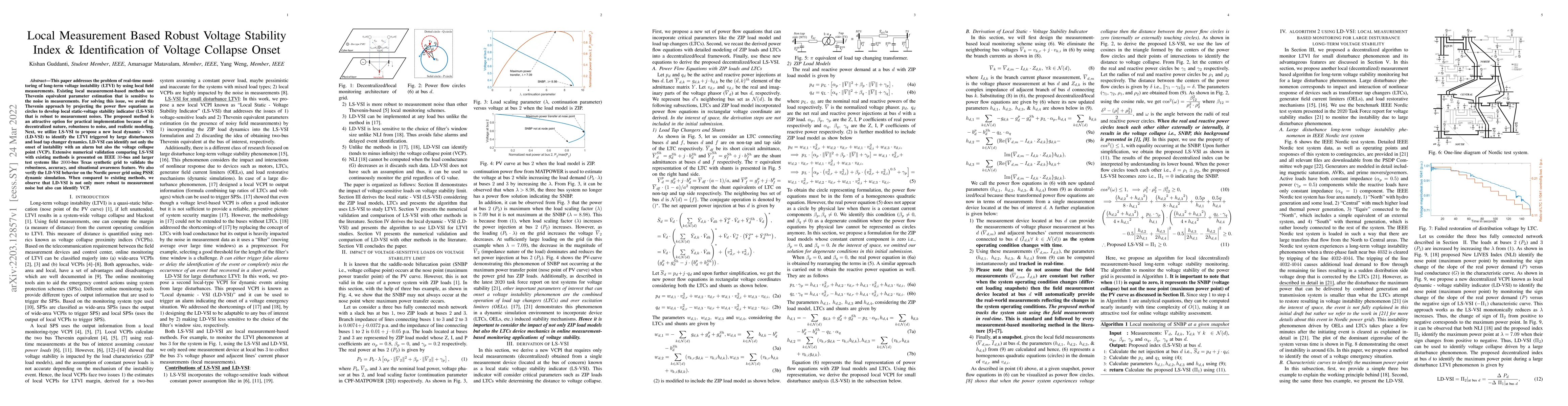 Thumbnail for Local Measurement Based Robust Voltage Stability Index & Identification
  of Voltage Collapse Onset