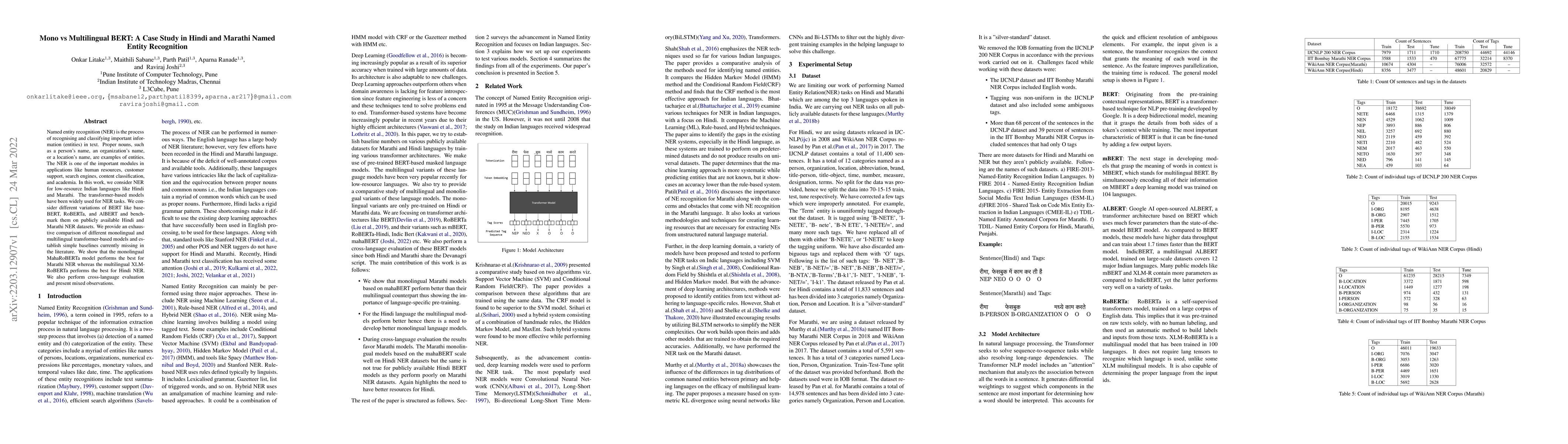 Thumbnail for Mono vs Multilingual BERT: A Case Study in Hindi and Marathi Named
  Entity Recognition