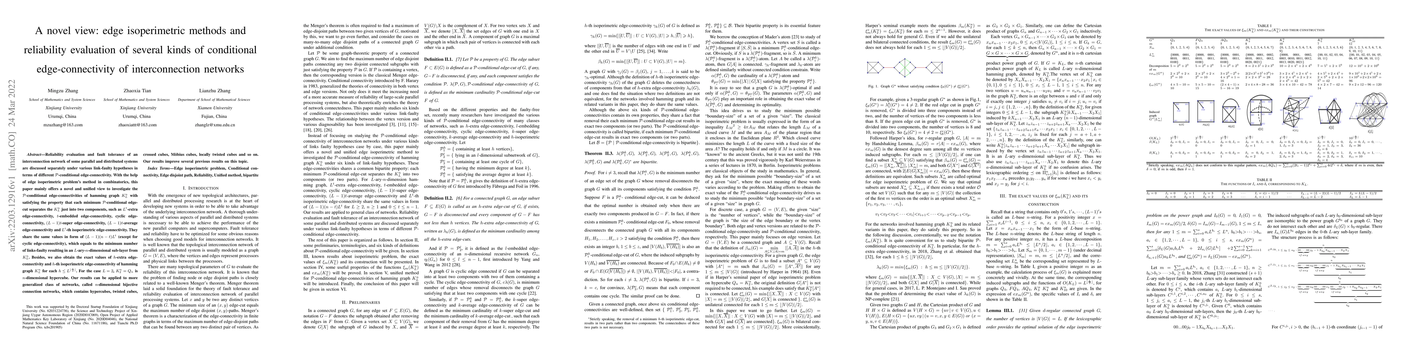 Thumbnail for A novel view: edge isoperimetric methods and reliability evaluation of
  several kinds of conditional edge-connectivity of interconnection networks