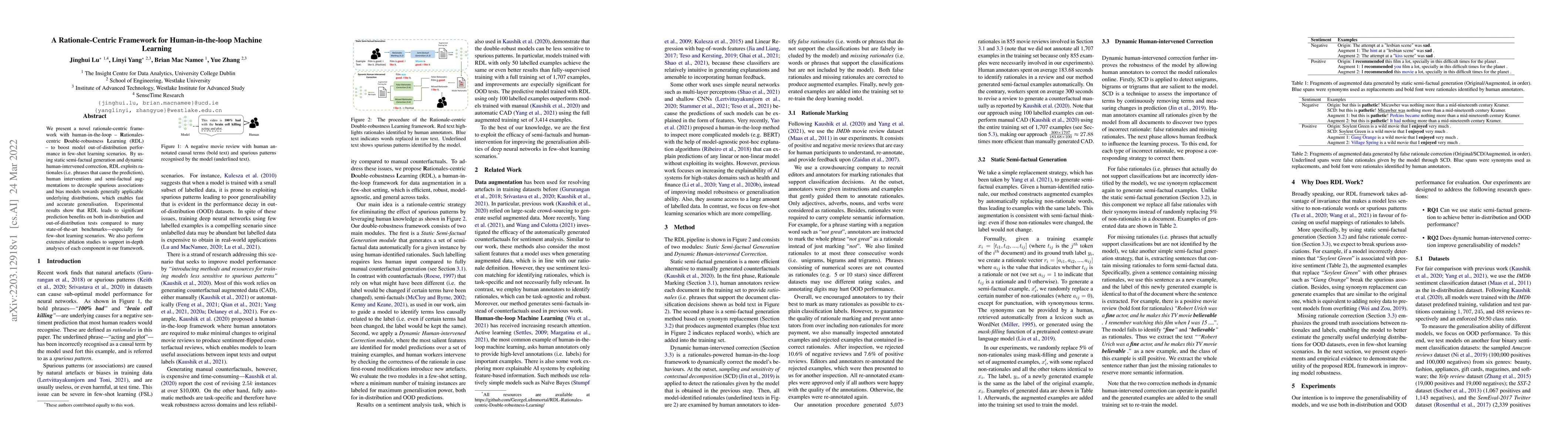 Thumbnail for A Rationale-Centric Framework for Human-in-the-loop Machine Learning