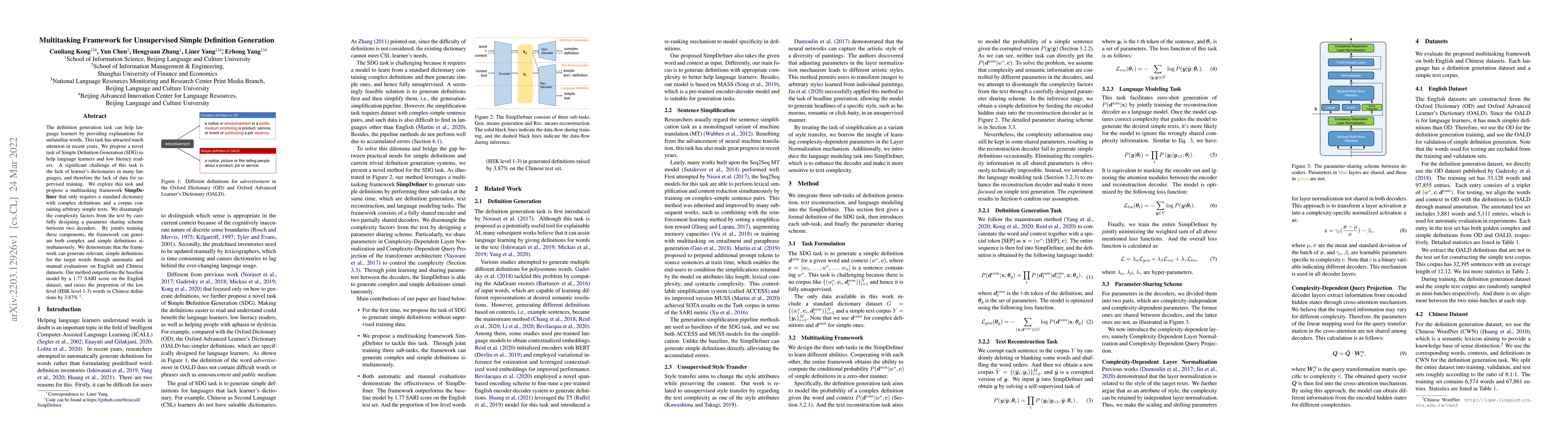 Thumbnail for Multitasking Framework for Unsupervised Simple Definition Generation
