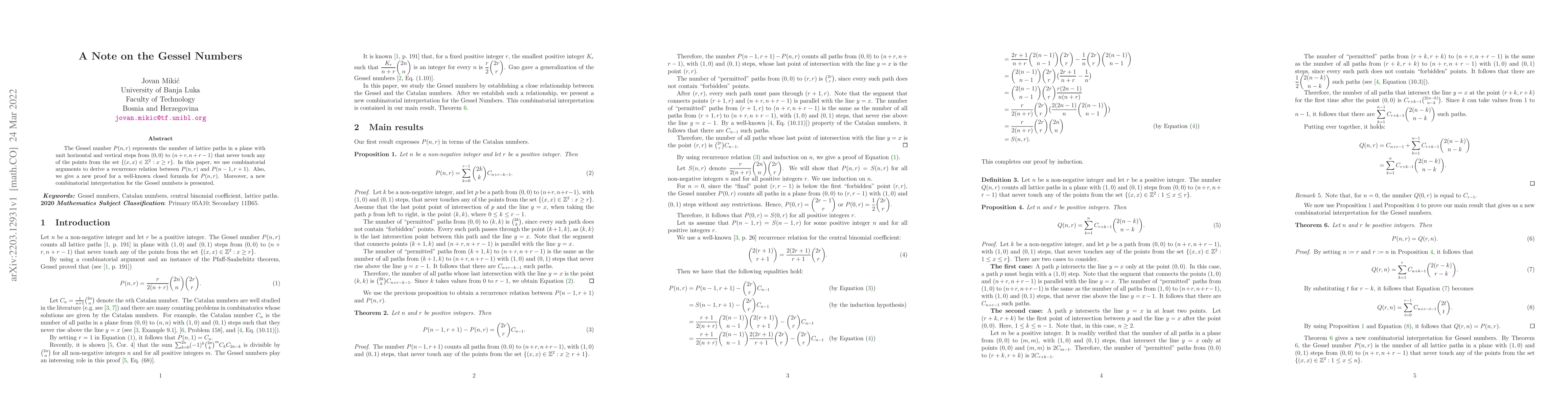 Thumbnail for A Note on the Gessel Numbers