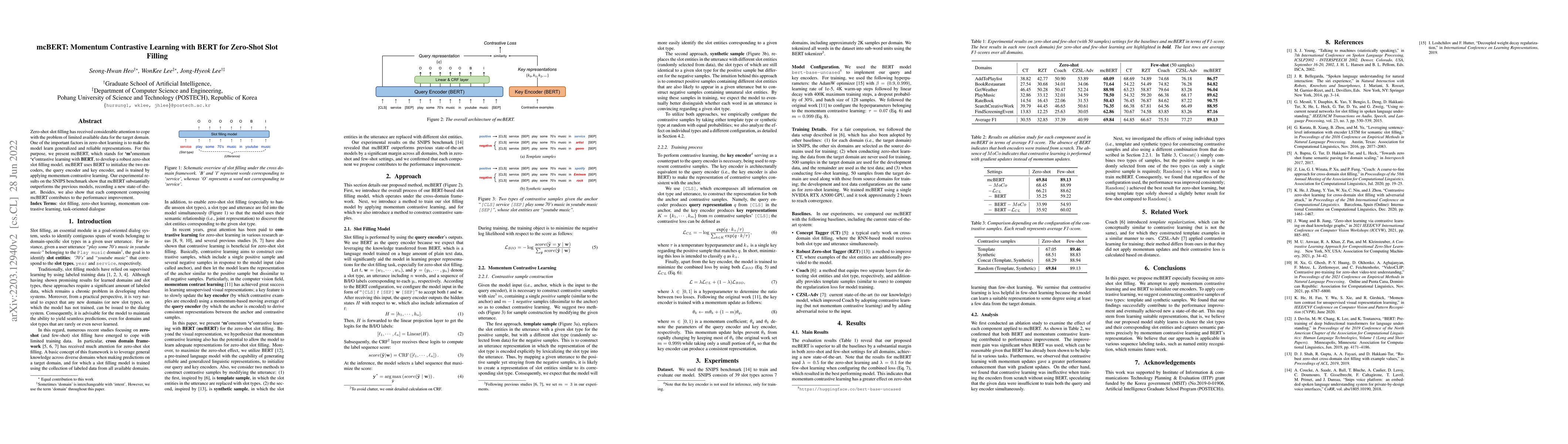 Thumbnail for mcBERT: Momentum Contrastive Learning with BERT for Zero-Shot Slot
  Filling