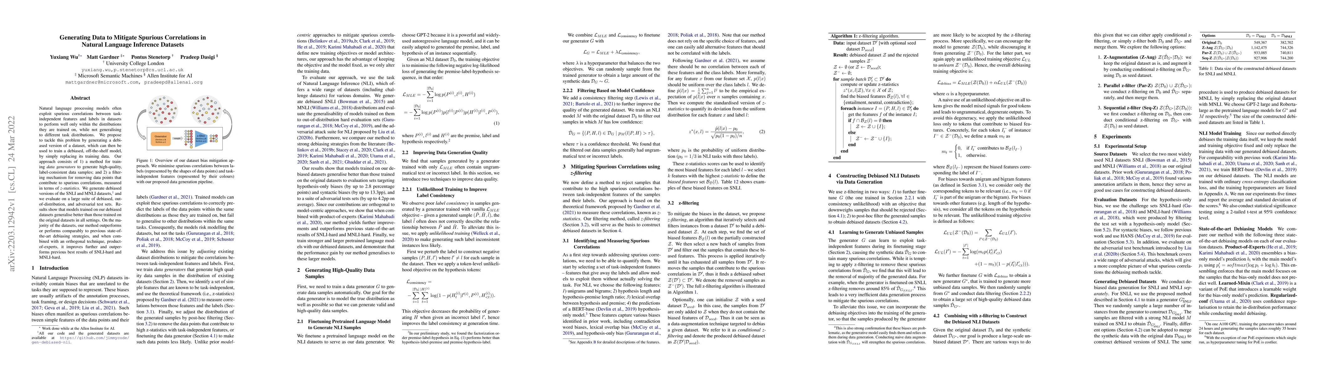 Thumbnail for Generating Data to Mitigate Spurious Correlations in Natural Language
  Inference Datasets