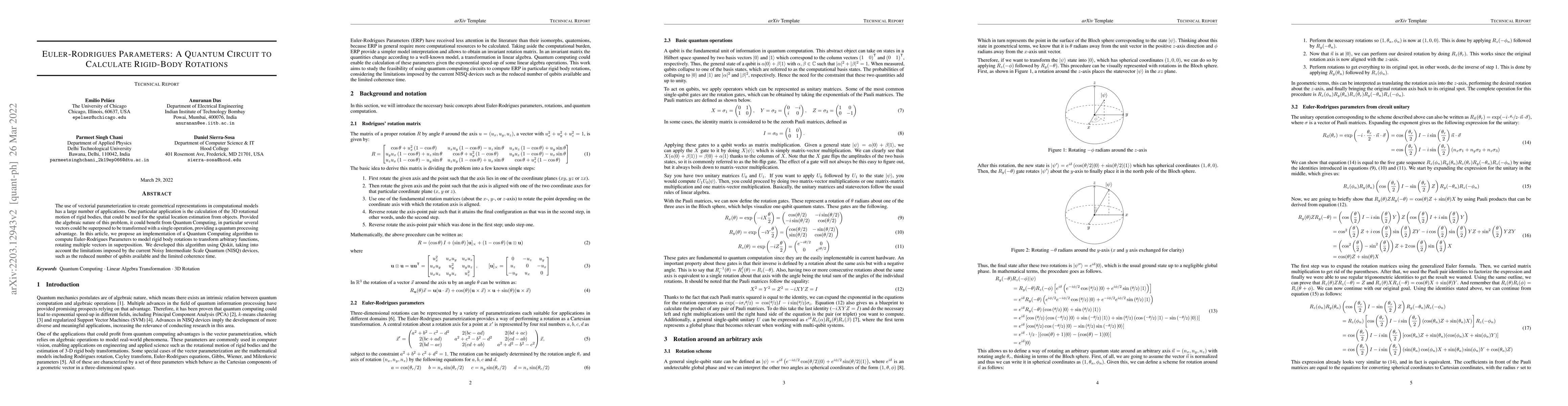 Thumbnail for Euler-Rodrigues Parameters: A Quantum Circuit to Calculate Rigid-Body
  Rotations