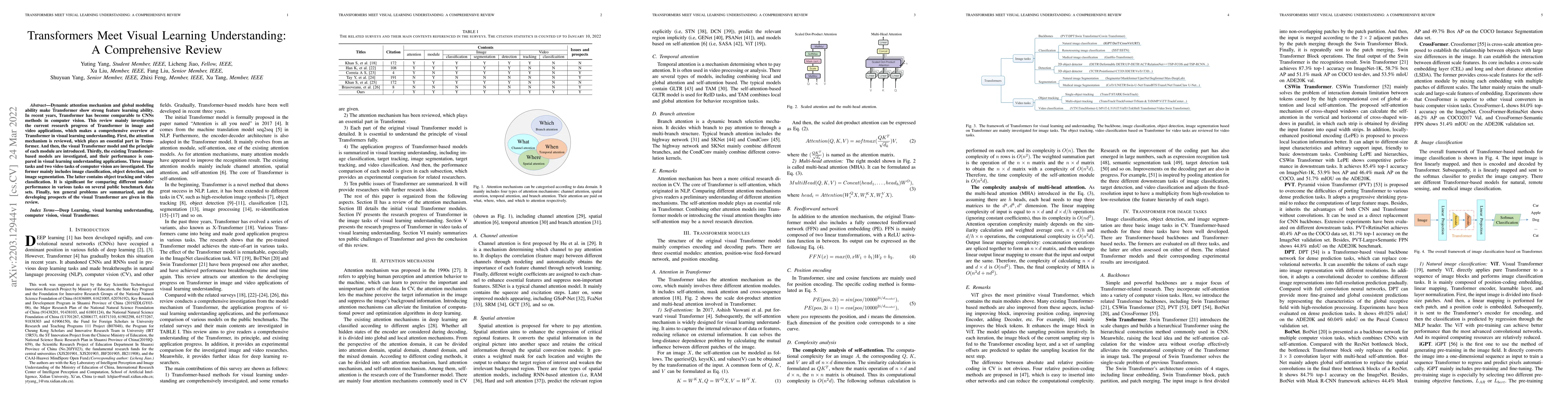 Thumbnail for Transformers Meet Visual Learning Understanding: A Comprehensive Review