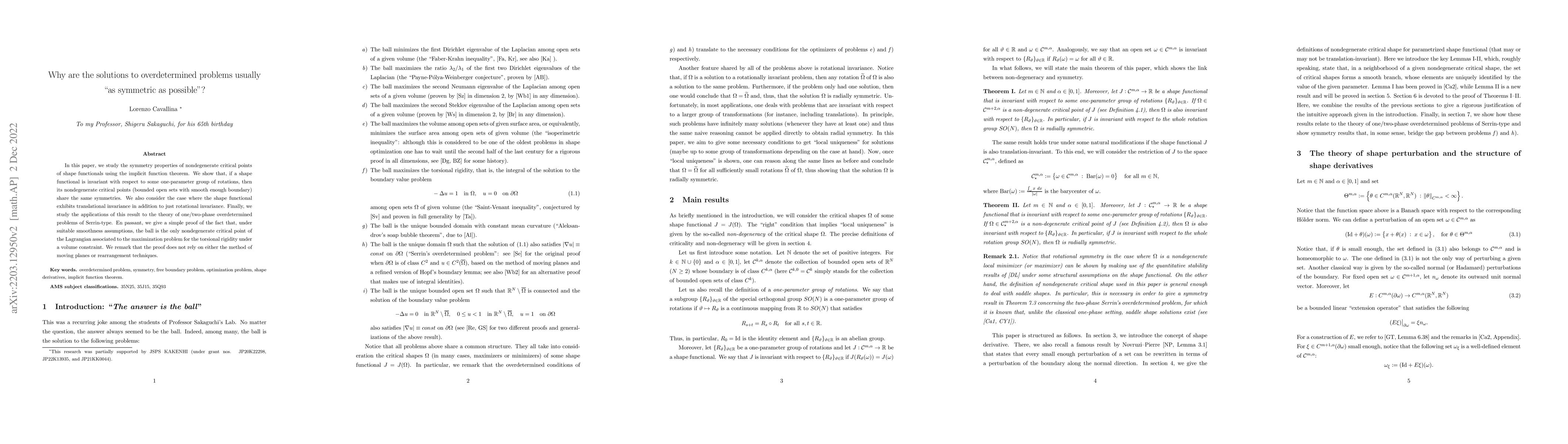 Thumbnail for Why are the solutions to overdetermined problems usually "as symmetric
  as possible"?