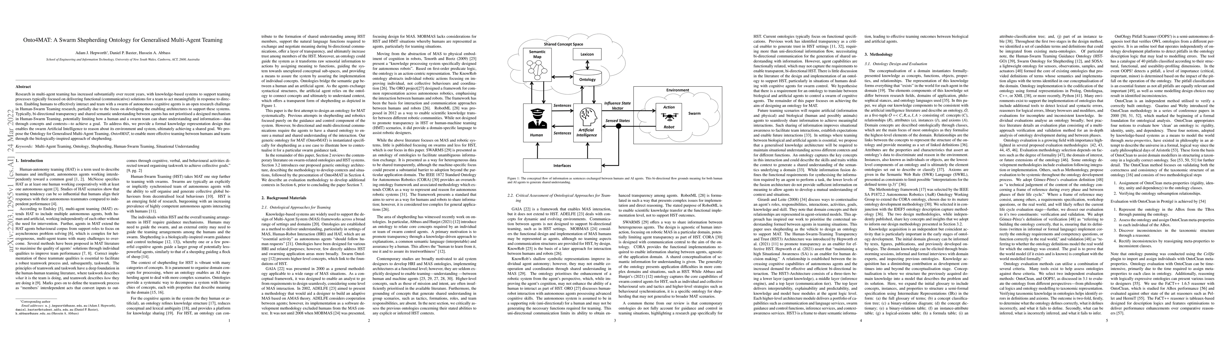 Thumbnail for Onto4MAT: A Swarm Shepherding Ontology for Generalised Multi-Agent
  Teaming