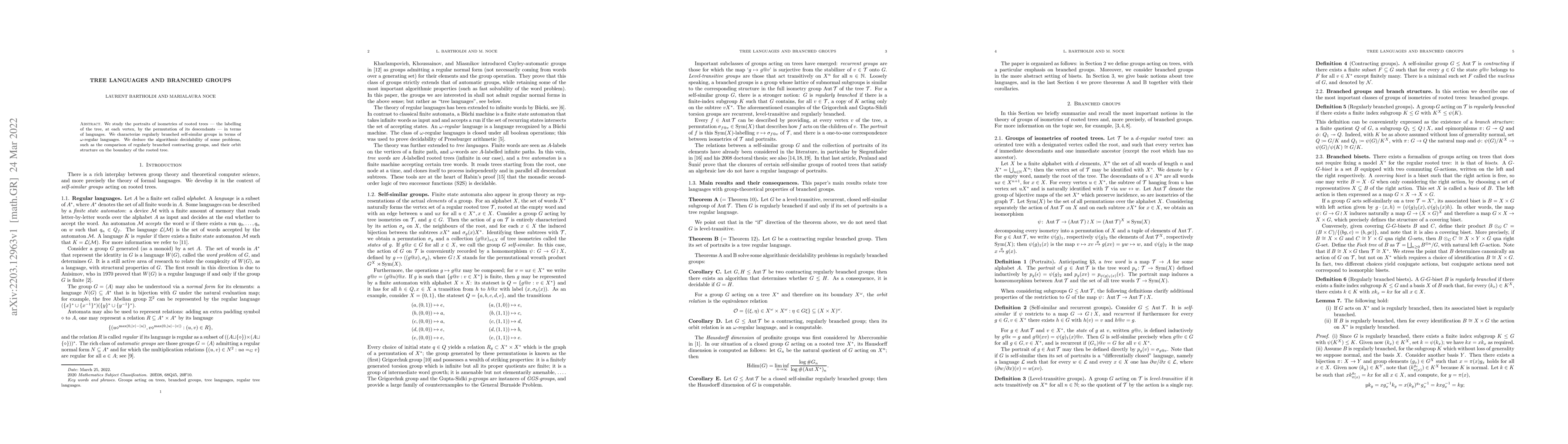 Thumbnail for Tree languages and branched groups