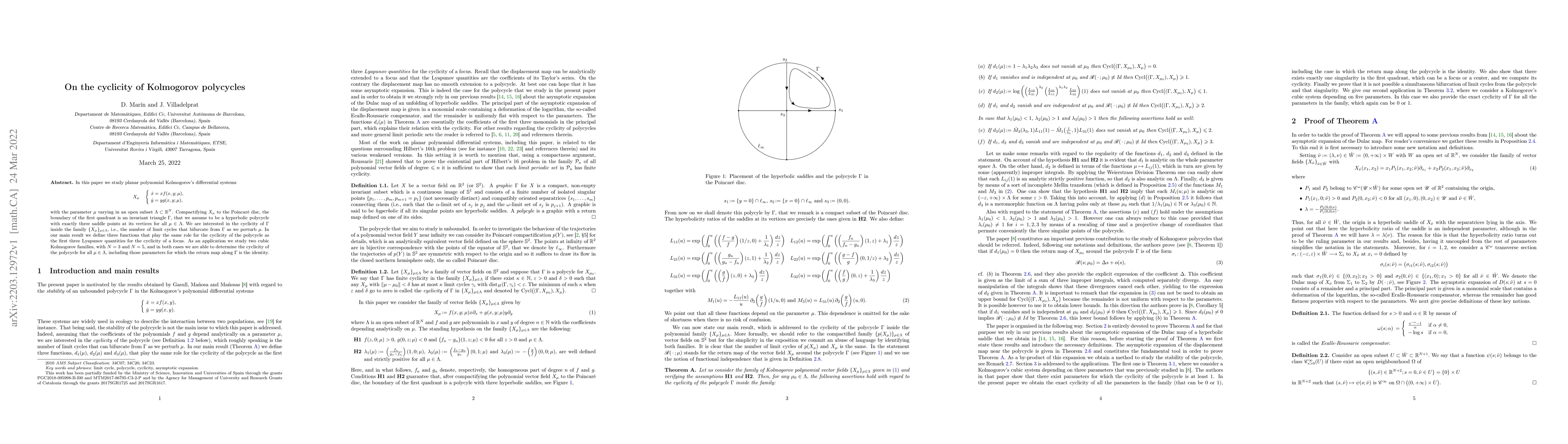 Thumbnail for On the cyclicity of Kolmogorov polycycles