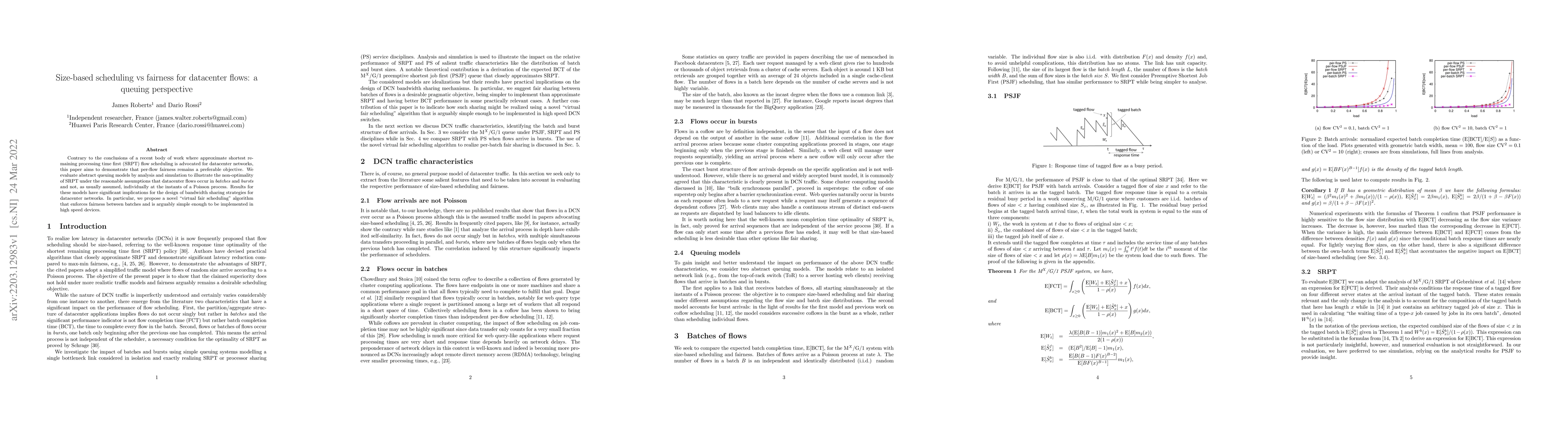 Thumbnail for Size-based scheduling vs fairness for datacenter flows: a queuing
  perspective