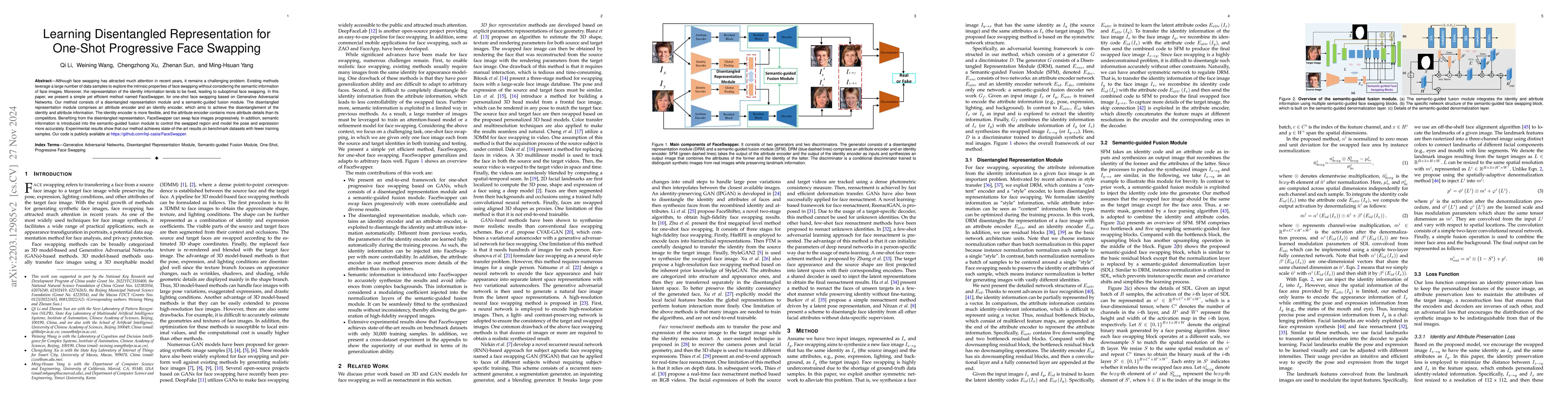 Thumbnail for Learning Disentangled Representation for One-shot Progressive Face
  Swapping