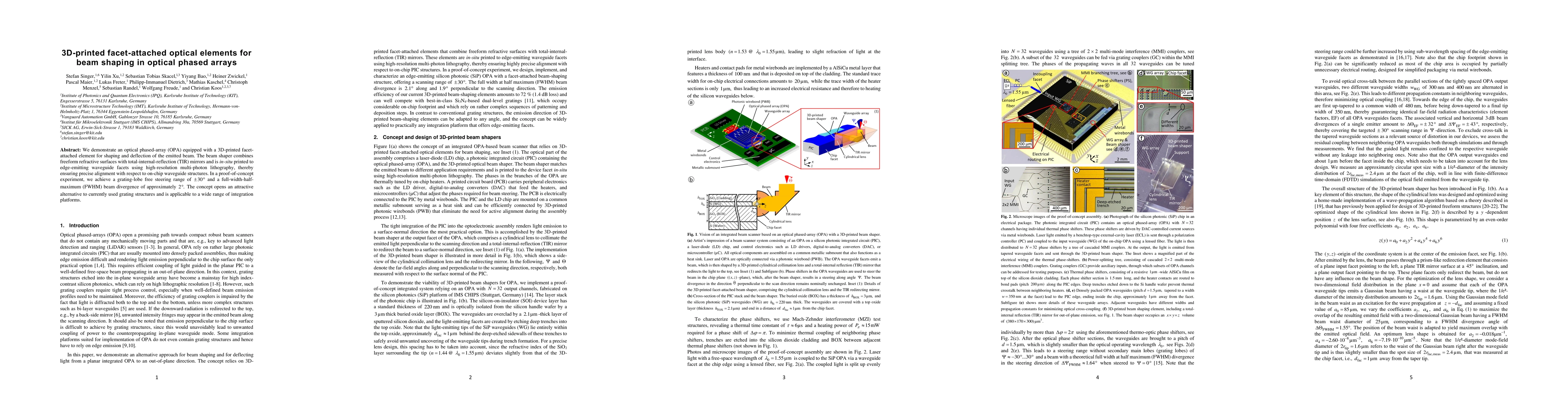 Thumbnail for 3D-printed facet-attached optical elements for beam shaping in optical
  phased arrays