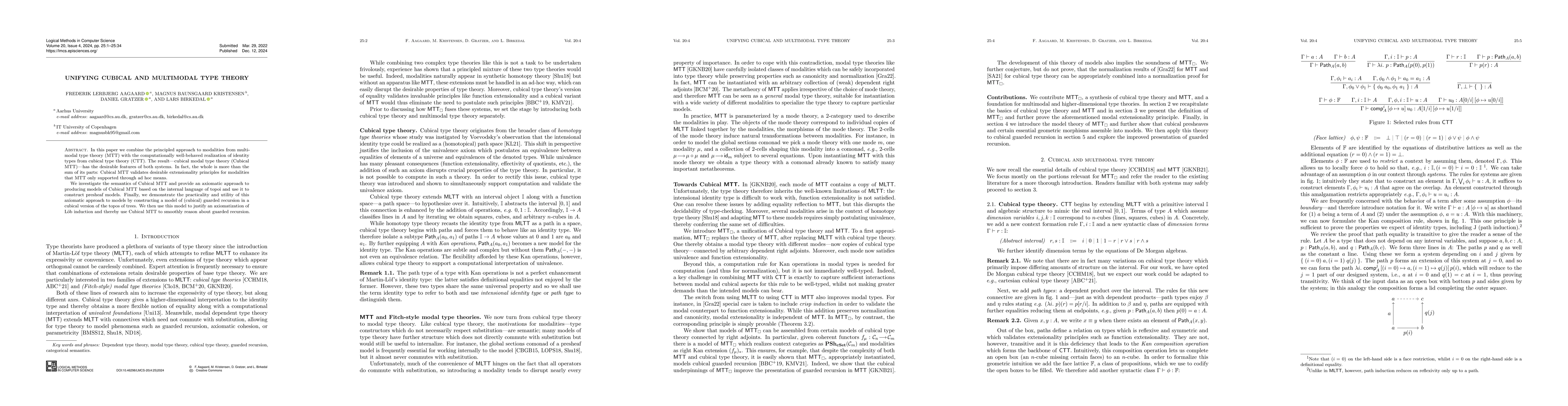 Thumbnail for Unifying cubical and multimodal type theory