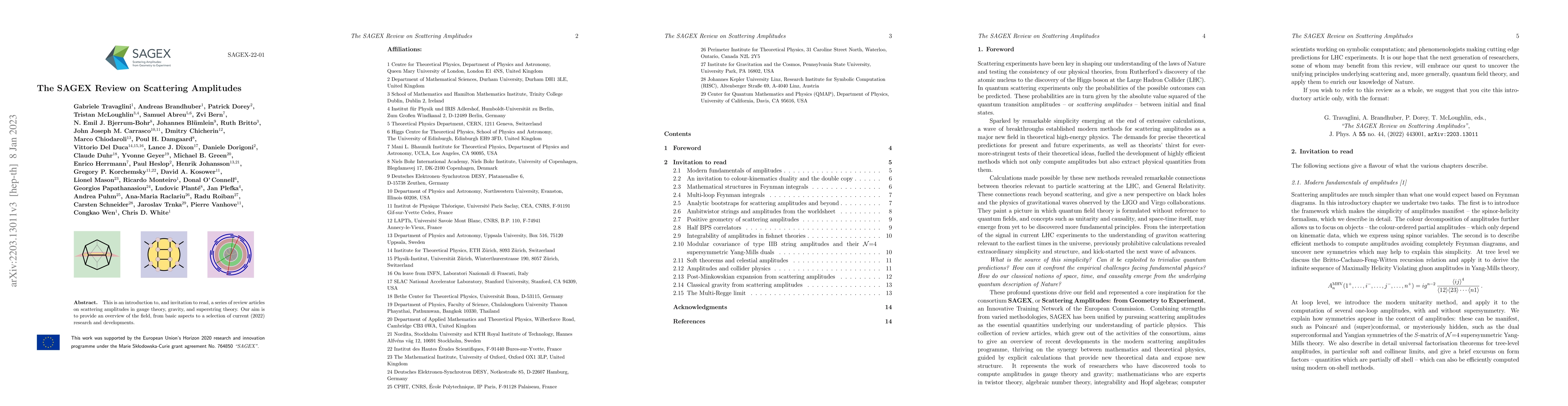 Thumbnail for The SAGEX Review on Scattering Amplitudes