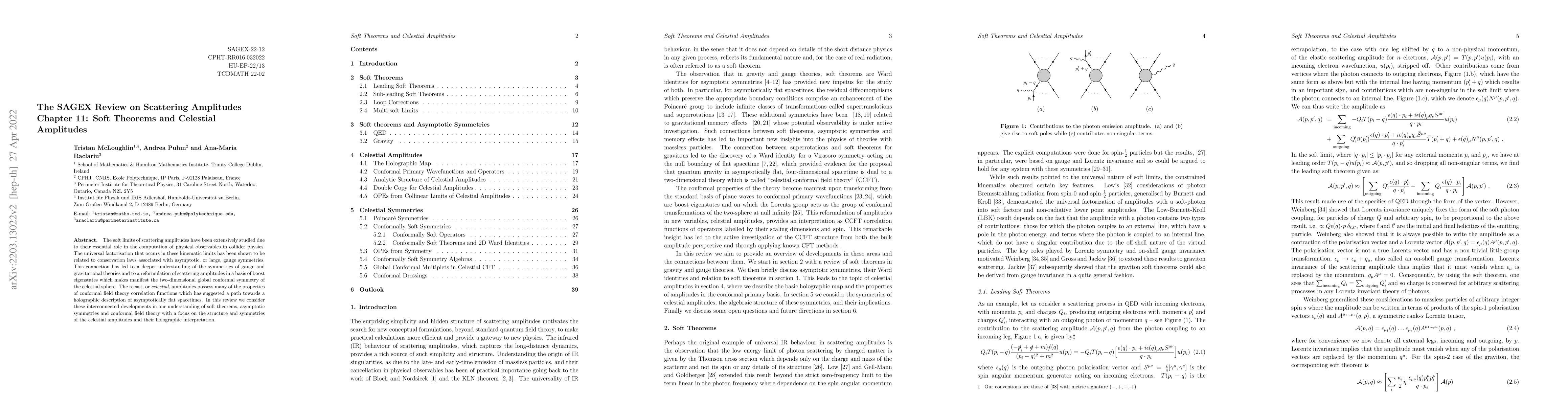 Thumbnail for The SAGEX Review on Scattering Amplitudes, Chapter 11: Soft Theorems and
  Celestial Amplitudes