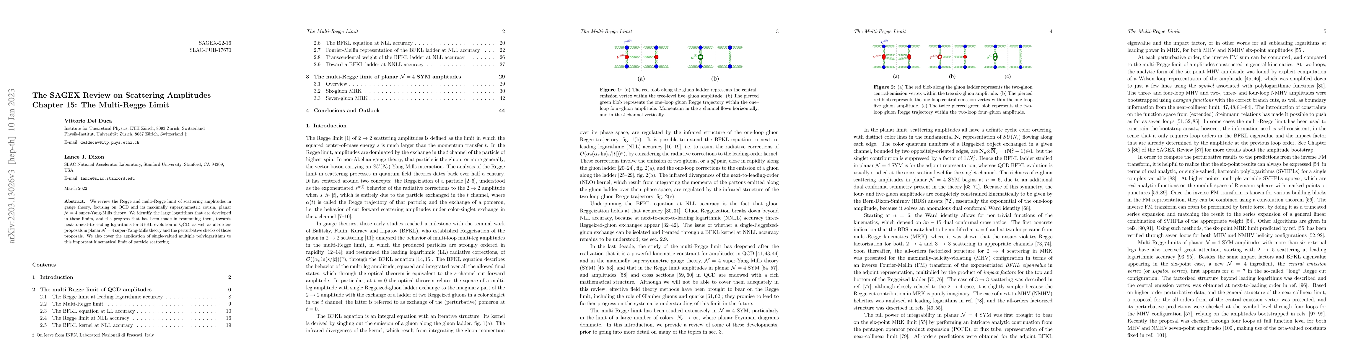 Thumbnail for The SAGEX Review on Scattering Amplitudes, Chapter 15: The Multi-Regge
  Limit