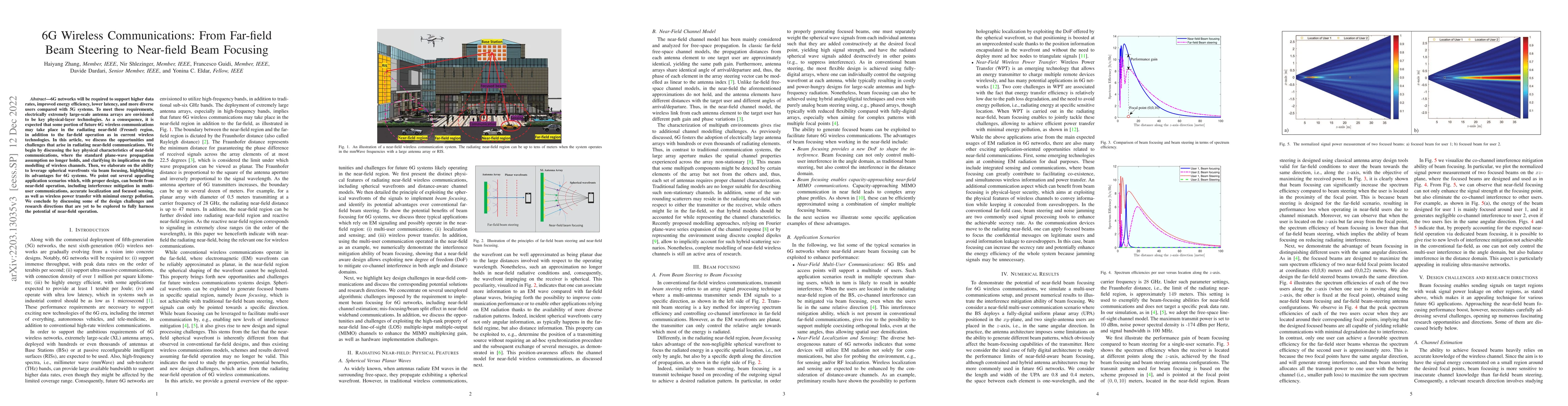 Thumbnail for 6G Wireless Communications: From Far-field Beam Steering to Near-field
  Beam Focusing