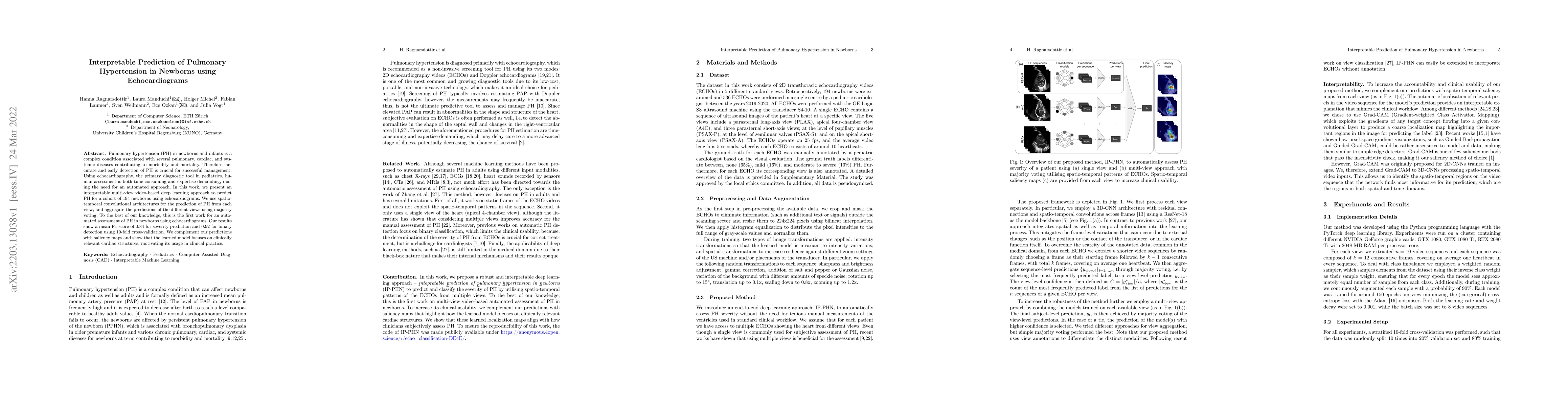 Thumbnail for Interpretable Prediction of Pulmonary Hypertension in Newborns using
  Echocardiograms