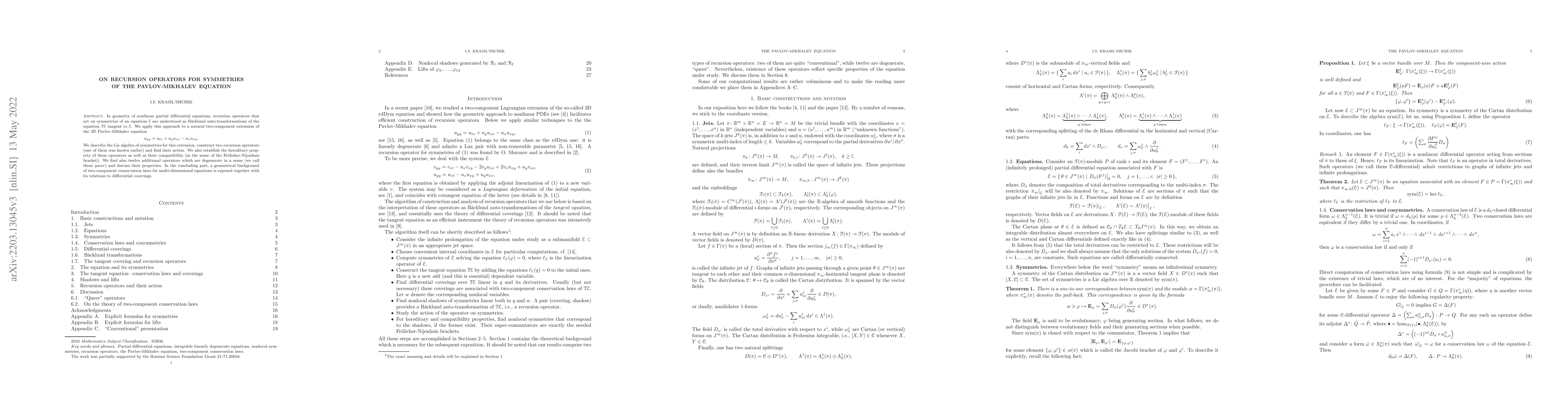 Thumbnail for On recursion operators for symmetries of the Pavlov-Mikhalev equation