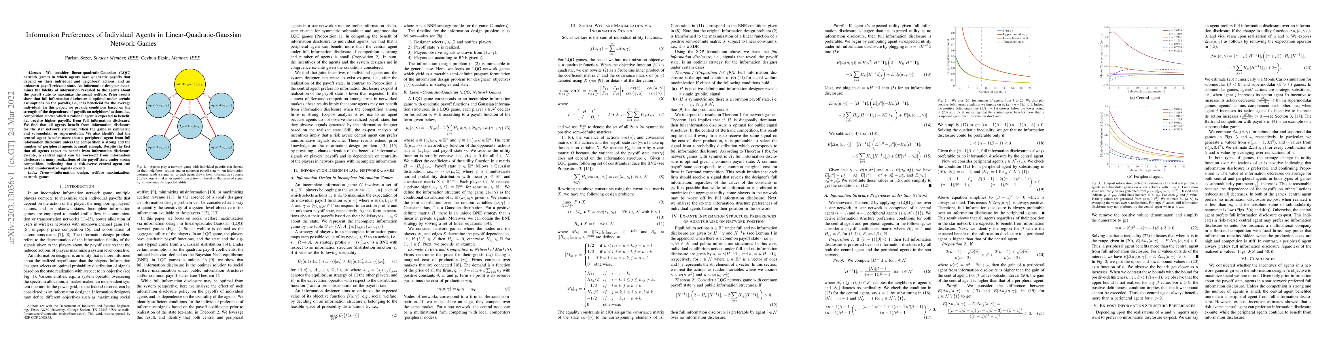 Thumbnail for Information Preferences of Individual Agents in
  Linear-Quadratic-Gaussian Network Games